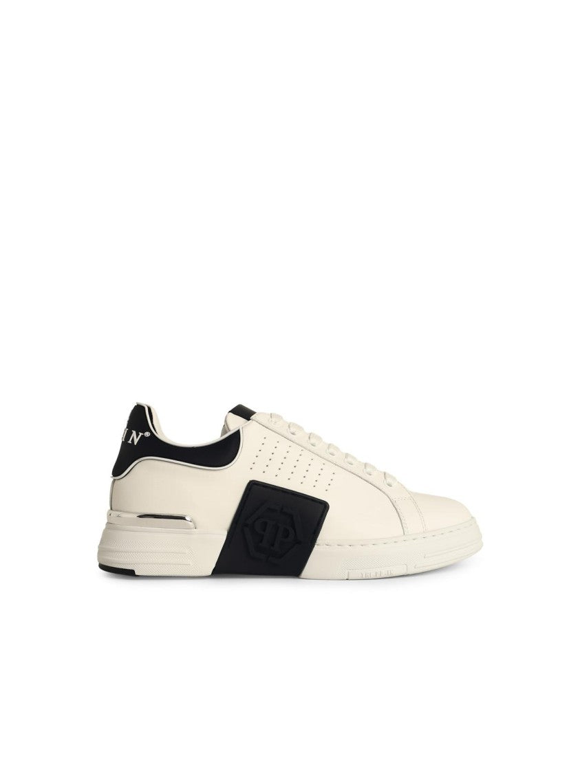 Philipp Plein Lo-Top Phantom' White Leather Sneakers