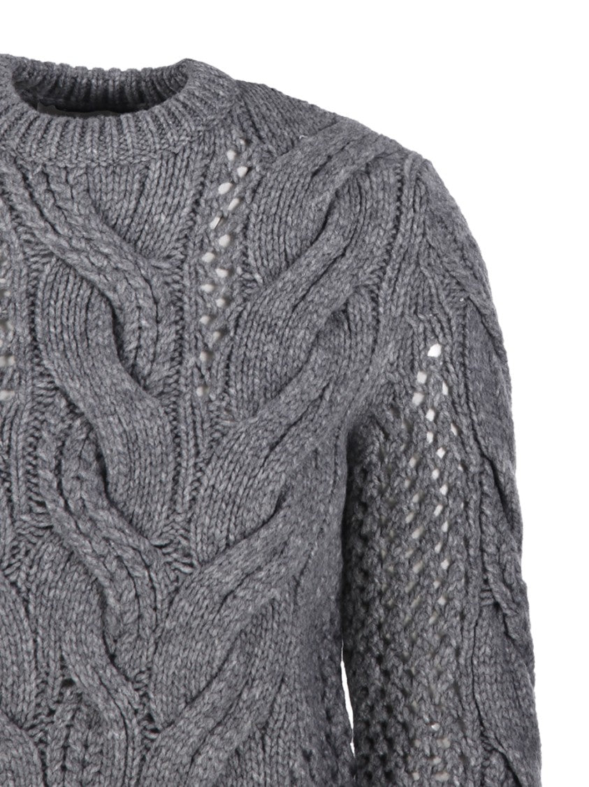 Max Mara Textured Cable Knit Sweater With Cropped Silhouette