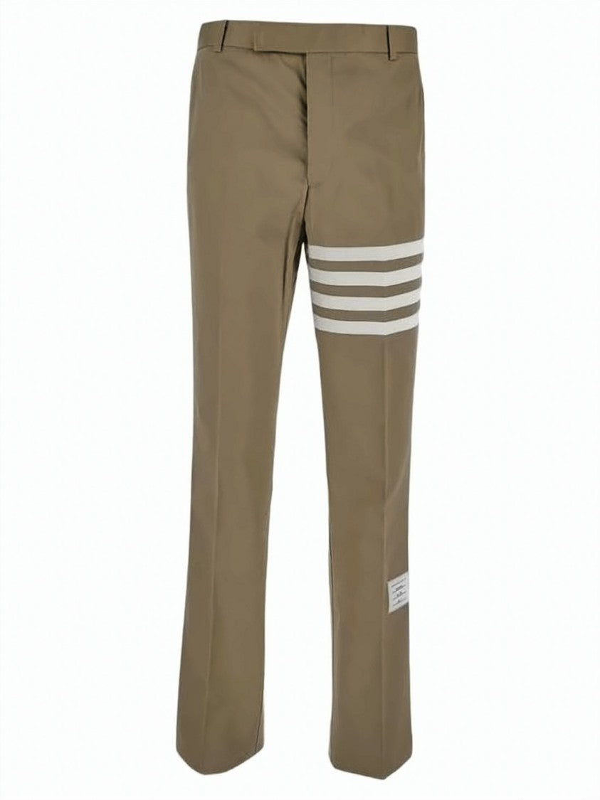 Thom Browne Cotton Twill Chino Pants With Four Bold Stripes