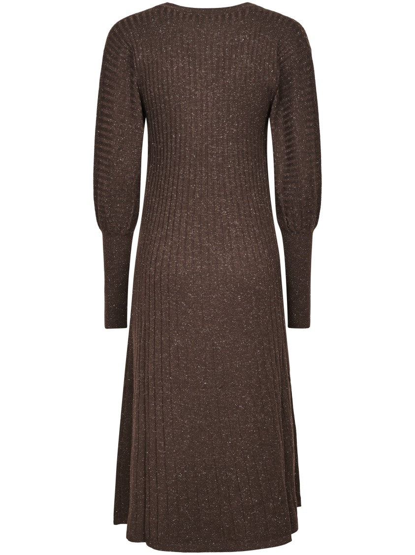 Brunello Cucinelli Abito Scollo V M/L Puff Sleeve Midi Dress