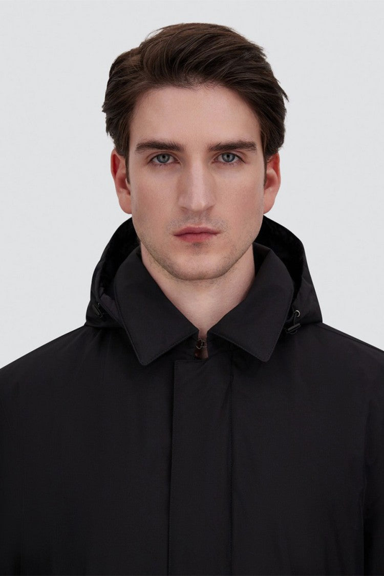 Herno Black Polyester Hooded Parka Jacket