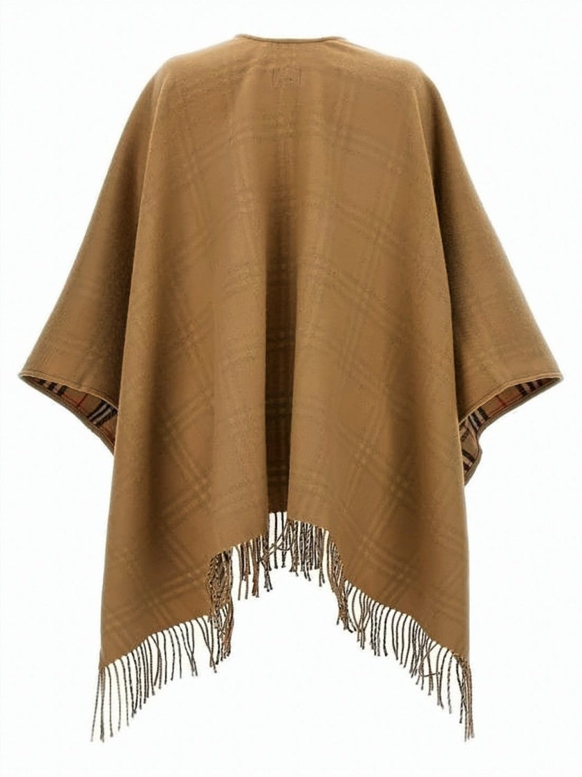 Burberry Reversible Wool Cape With Classic Plaid
