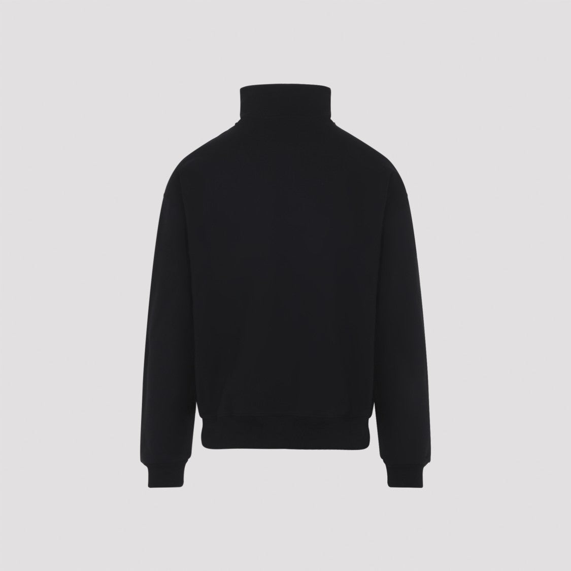 Jacquemus Half-Zip High Collar Black Pullover With Ribbed Cuffs