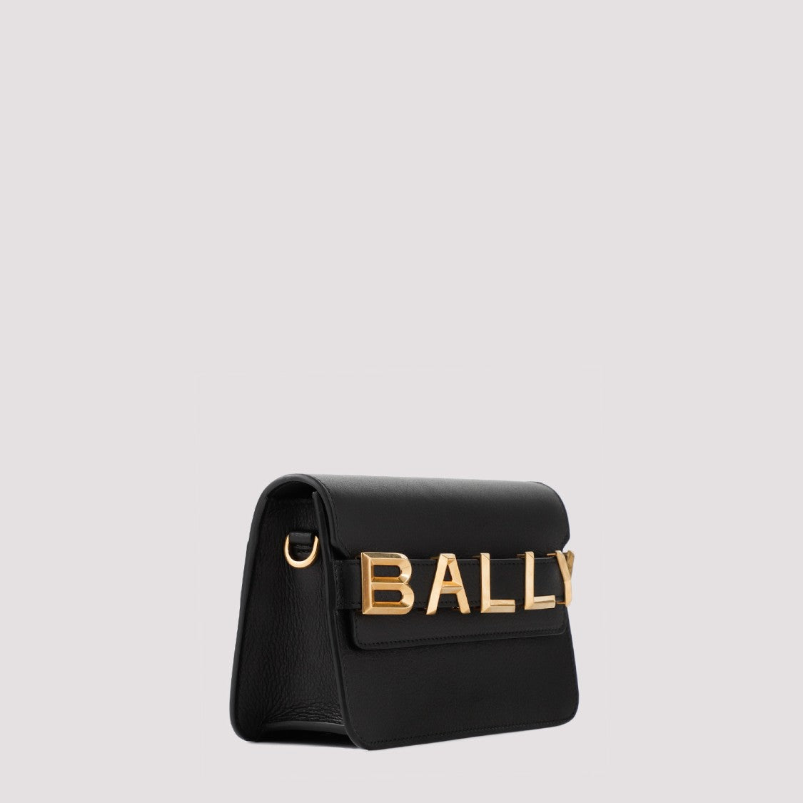 Bally Logo Crossbody Vernice Black Grained Calf Leather Shoulder Bag