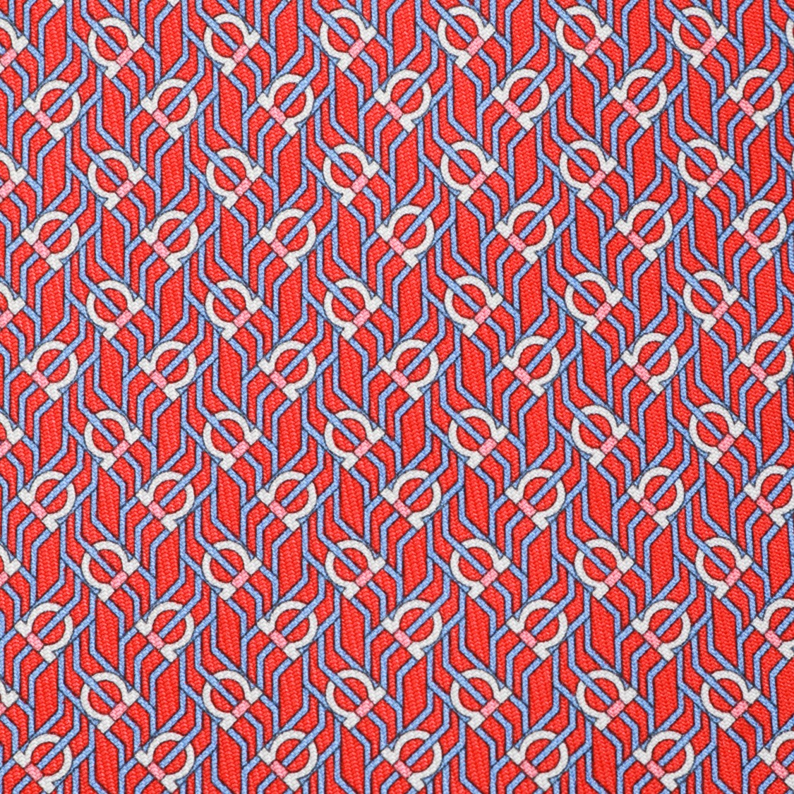 Ferragamo Vibrant Red Tie With Intricate Geometric Pattern