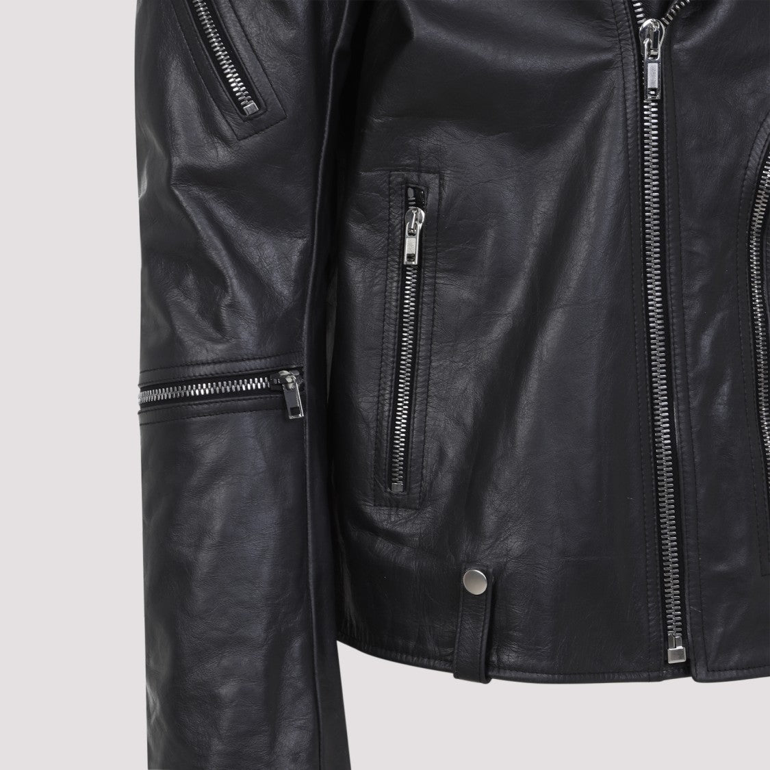 Rick Owens Black Premium Calf Leather Biker Jacket