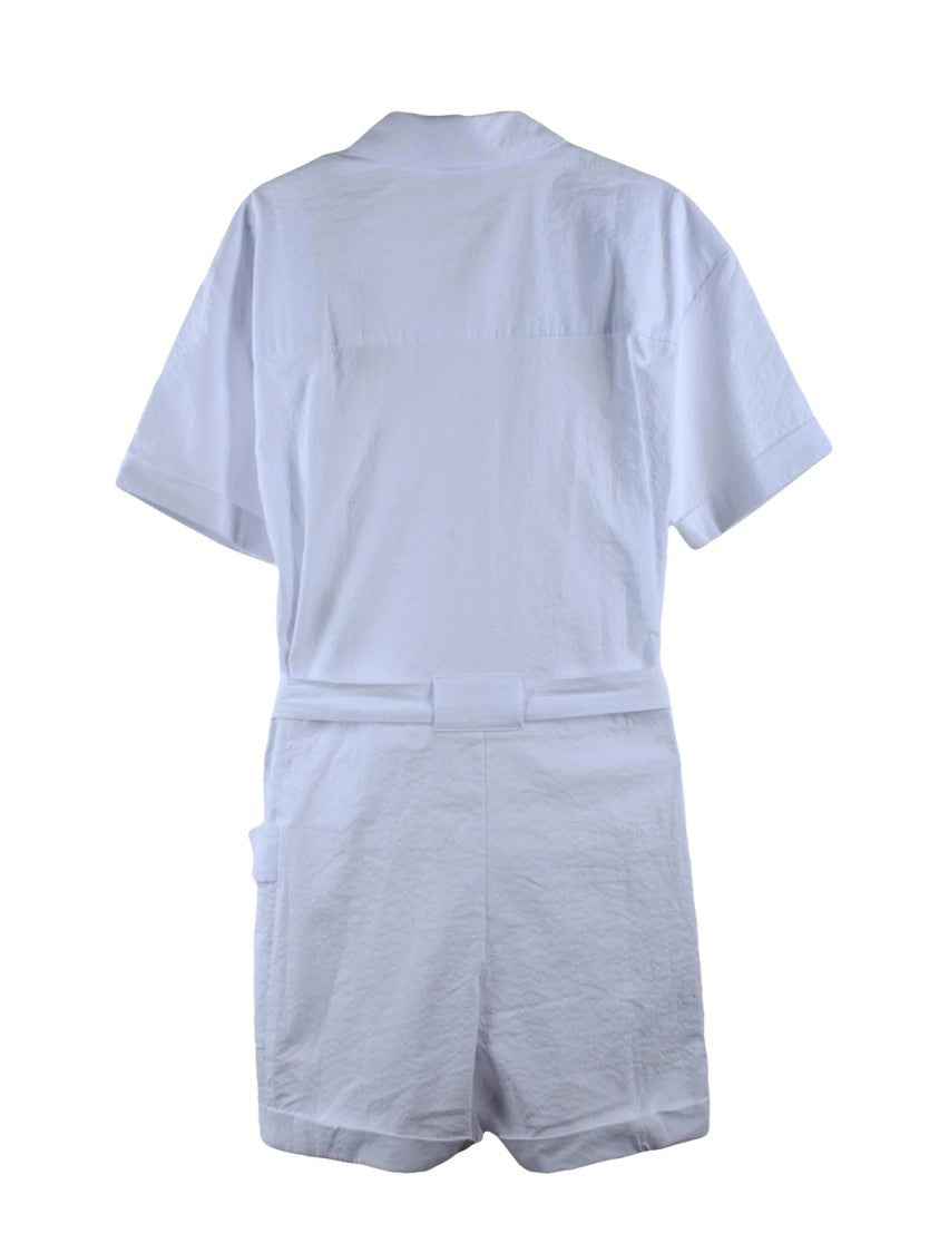 Ea7 Emporio Armani White Cotton Elastane Stretch Jumpsuit