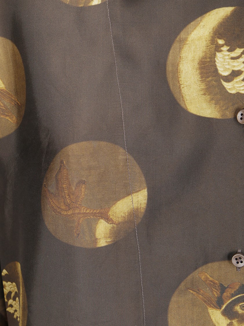 Uma Wang Oversized Printed Shirt With Front Button Closure And Regular Collar