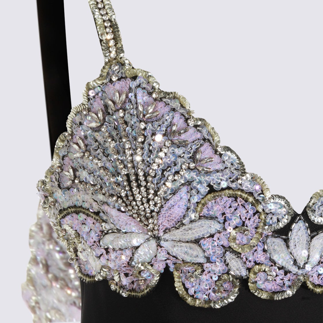 Valentino Fitted Black Midi Dress With Lavender