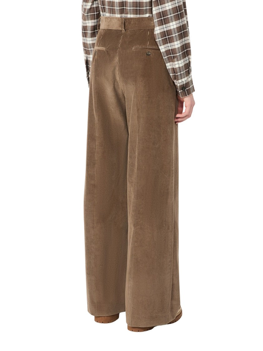 Weekend Wkdtania Brown Cotton Corduroy Wide-Leg Pants