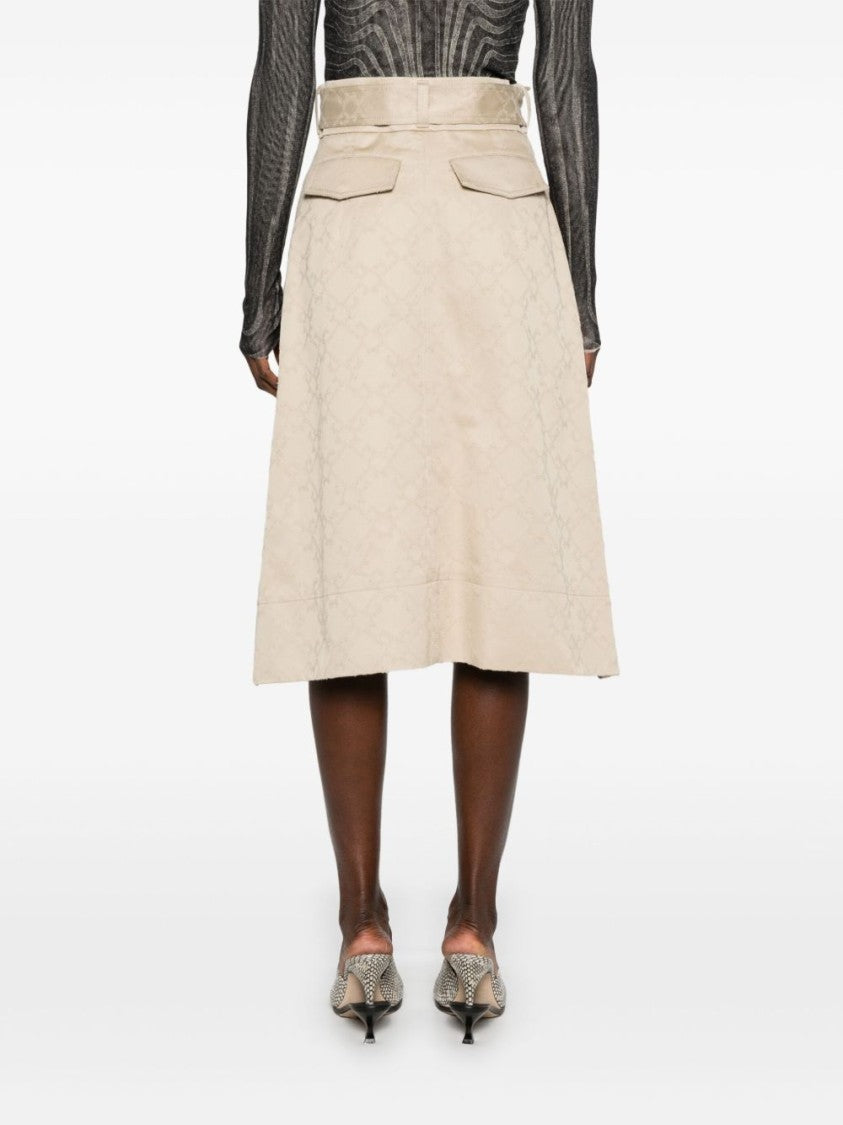 Givenchy Light Beige Belted Front Welt Skirt