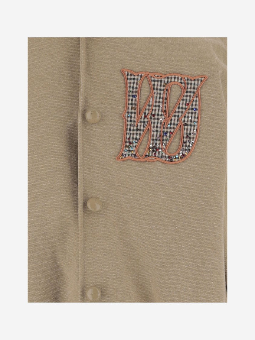 We11 Done Cotton Blend Jacket With Ribbed Edges And Signature Logo