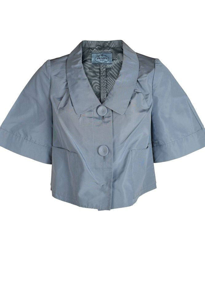 Prada Cropped Silk Top With Front Pockets