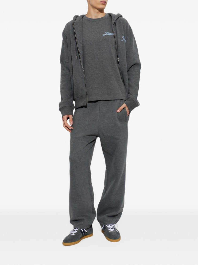 Lanvin Silk-Blend Ribbed Zip-Up Hoodie