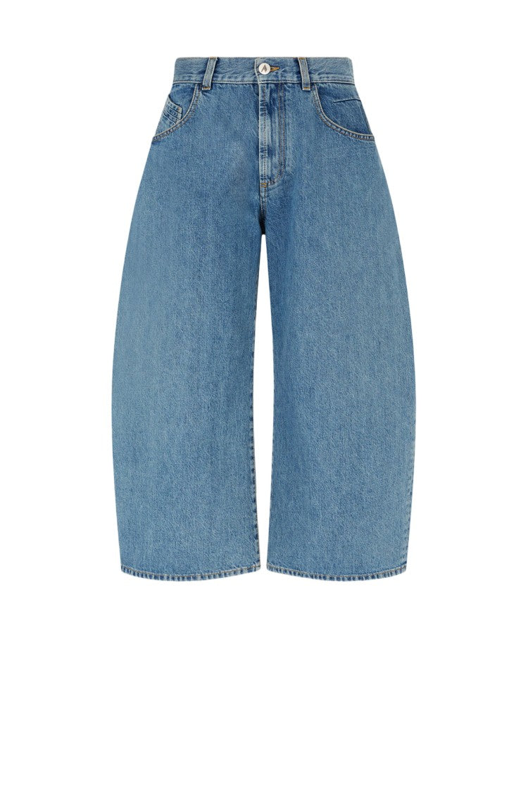 The Attico High-Waisted Wide-Leg Denim Shorts