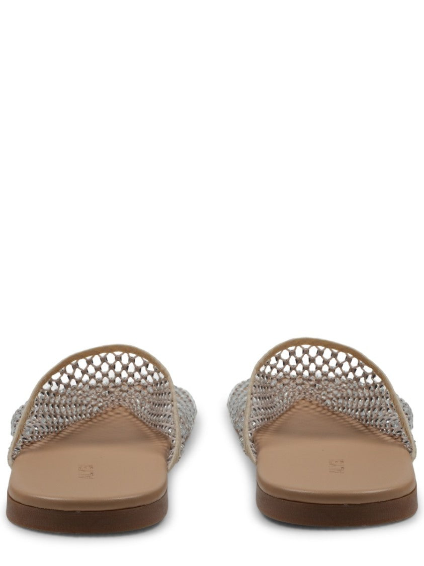Alysi Mesh Rhinestone Polyester Slip On Mules