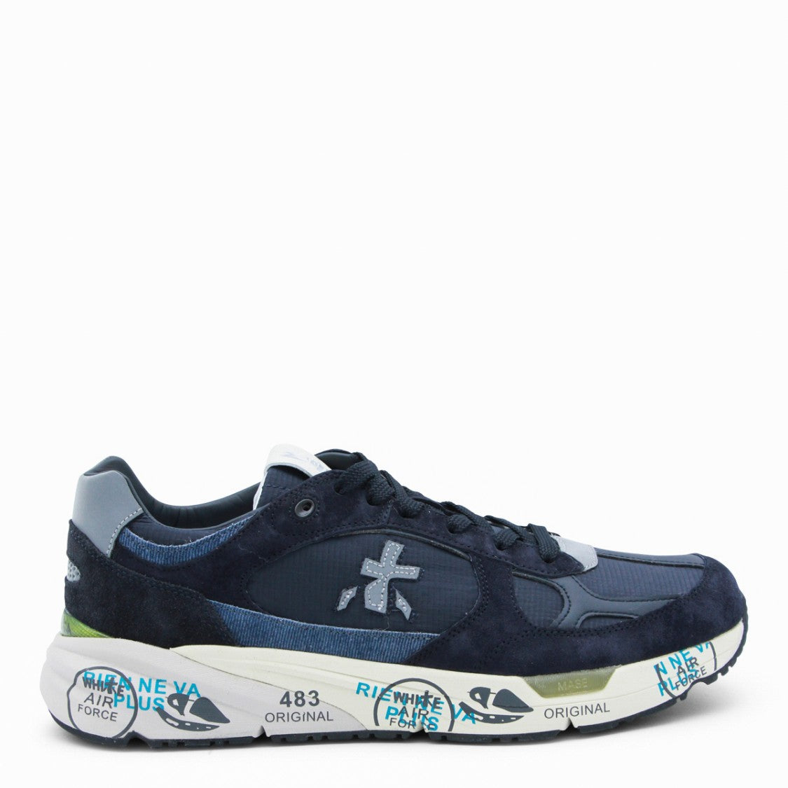 Premiata Navy Suede And Fabric Sneakers