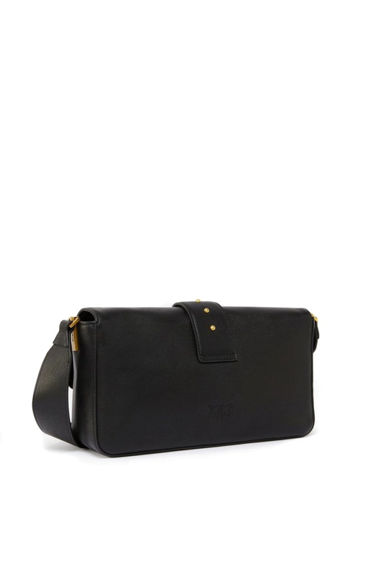 Pinko Black Love Bag One Leather Gold-Buckle Shoulder Bag
