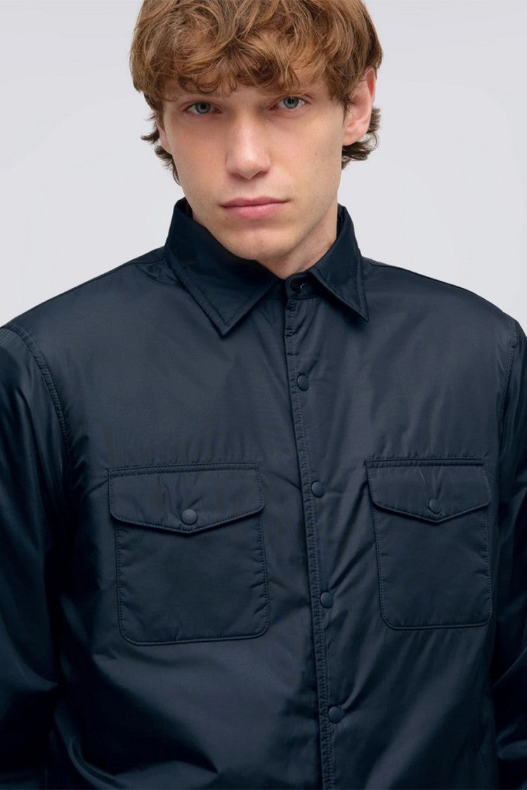 Aspesi Navy 13 Piu Snap-Front Polyamide Shirt Jacket