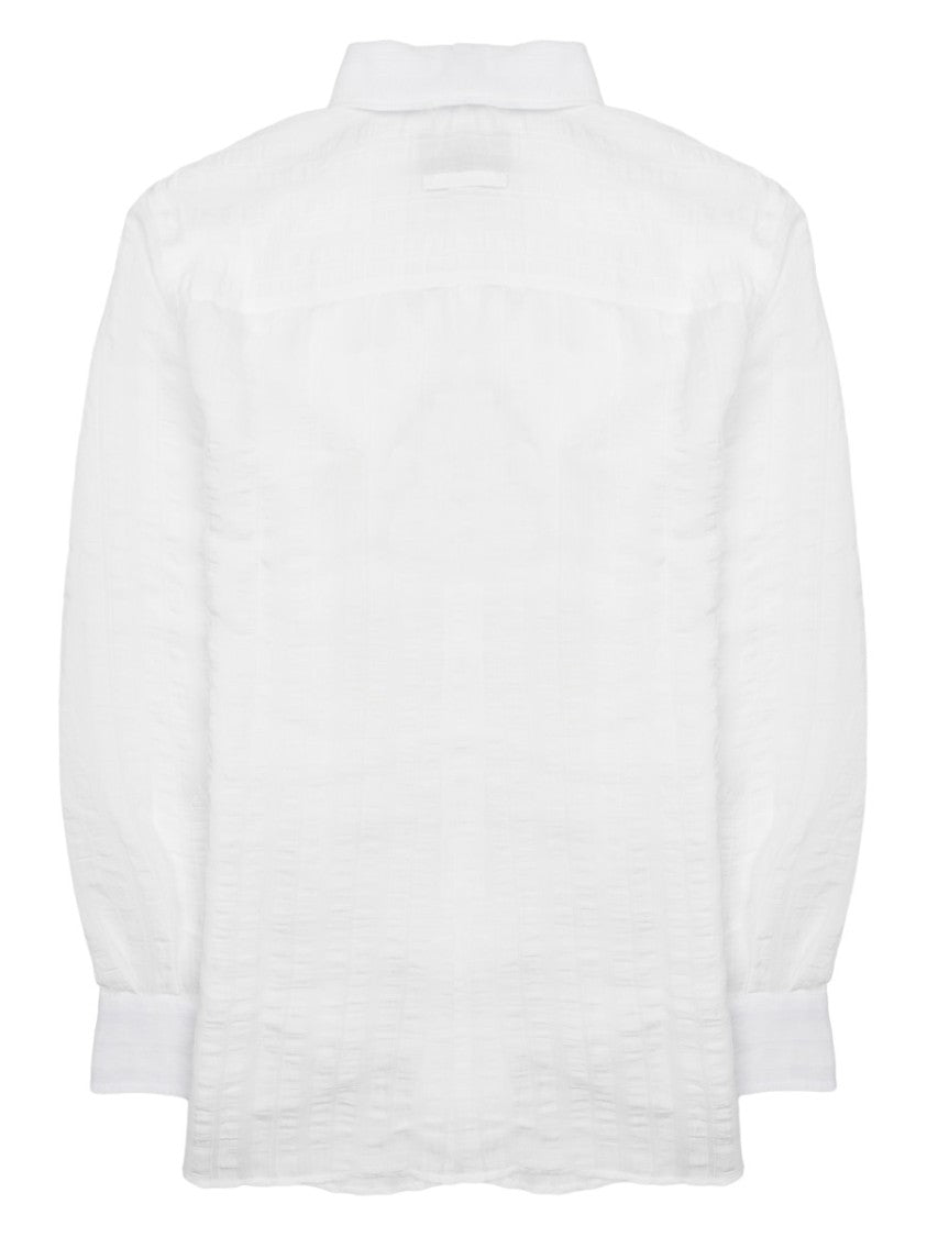 Department 5 Structured Collar White Button-Up Shirt With Textured Fabric