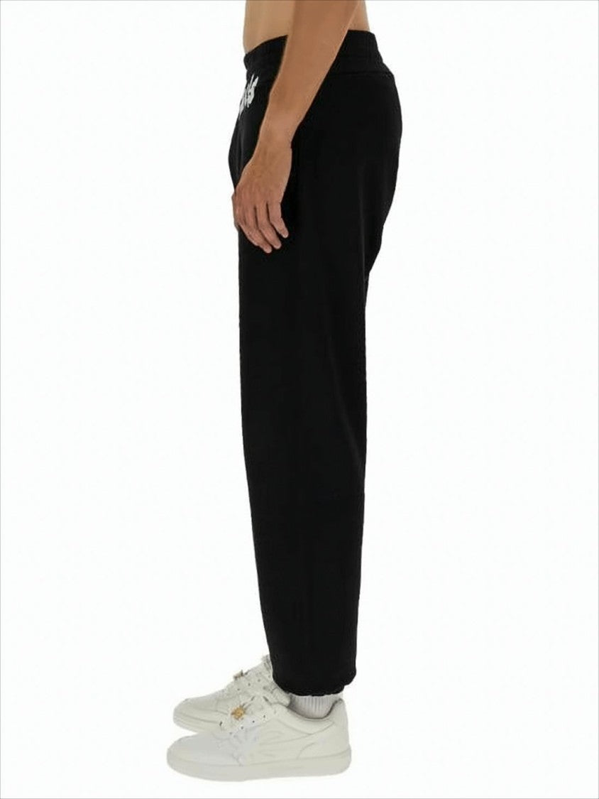 Palm Angels Relaxed Fit Black Jogger Pants With Gothic Logo