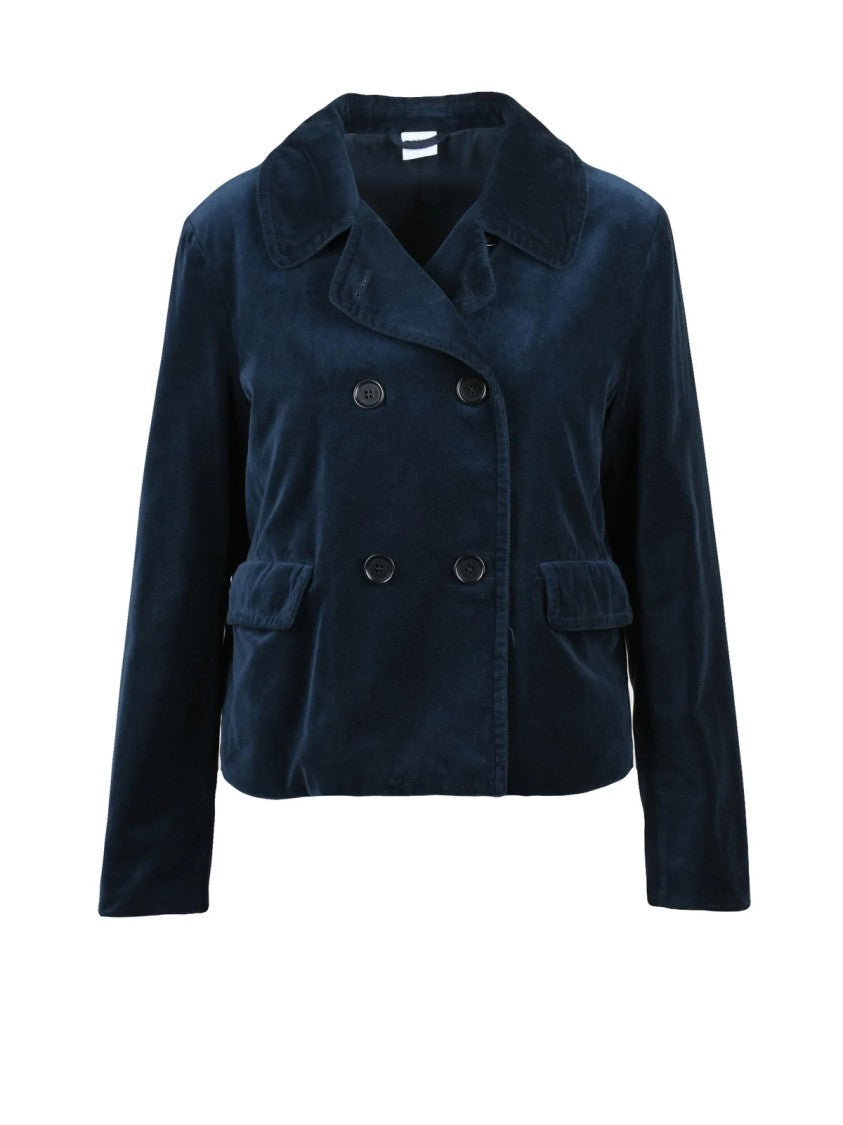 Aspesi Velvet Double-Breasted Jacket With Flap Pockets