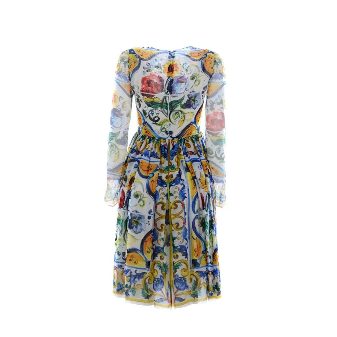 Dolce & Gabbana Silk Maiolica Dress With Intricate Floral Print