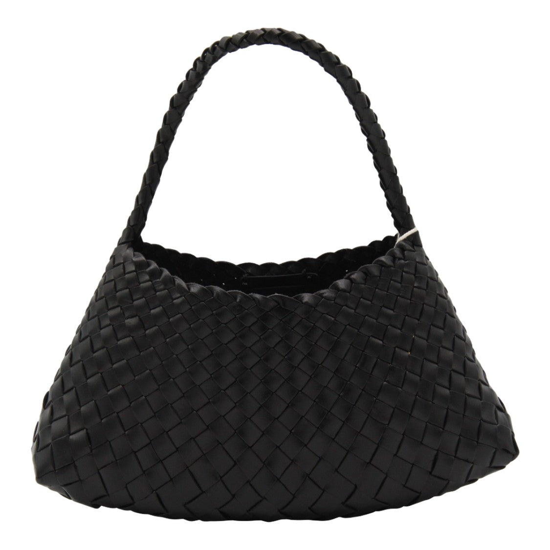 Dragon Diffusion Woven Black Handbag With Scalloped Edges