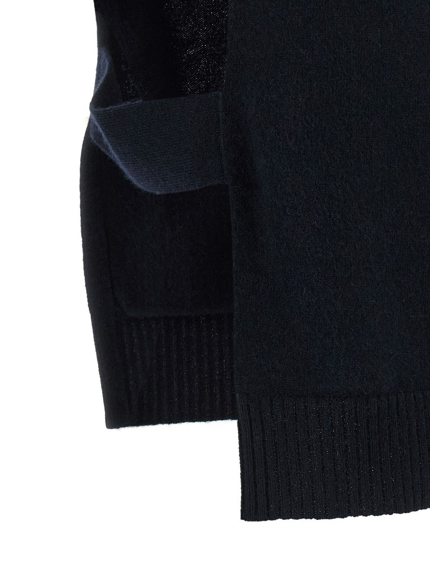 Miu Miu Shaved Cashmere Cardigan Vest With Asymmetrical Hem And Logo Intarsia
