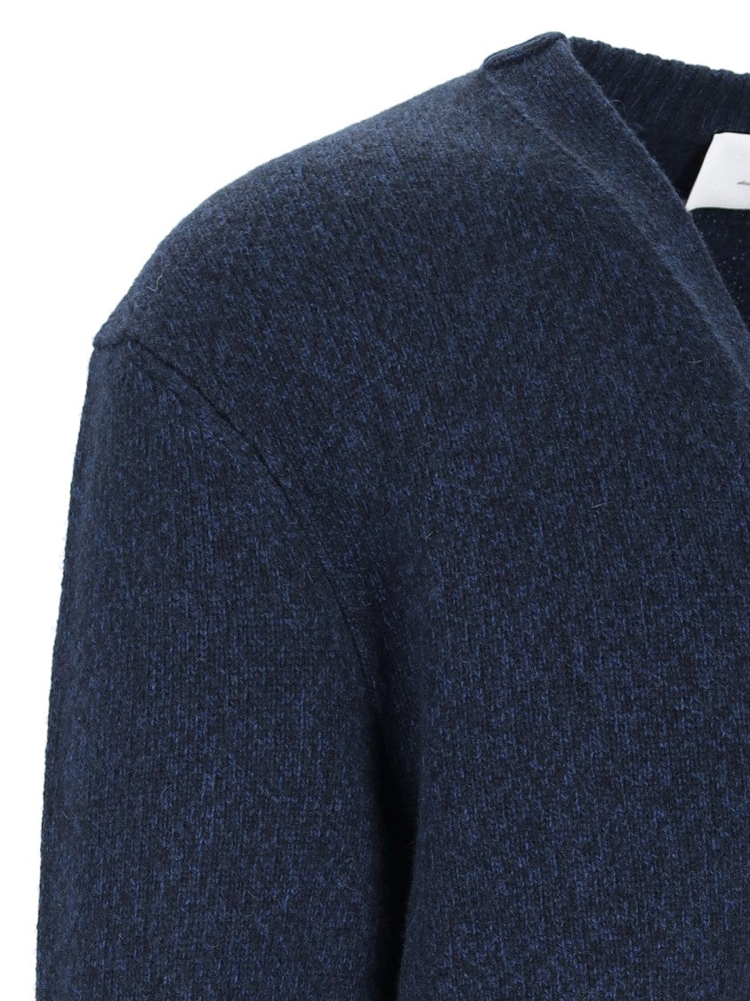 Ami Paris Classic Blue Cashmere V-Neck Cardigan