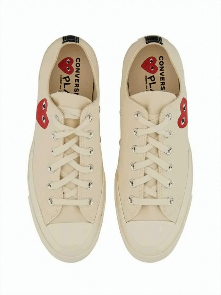 Comme Des Garçons Cotton Canvas Low-Top Sneakers With Iconic Heart Design