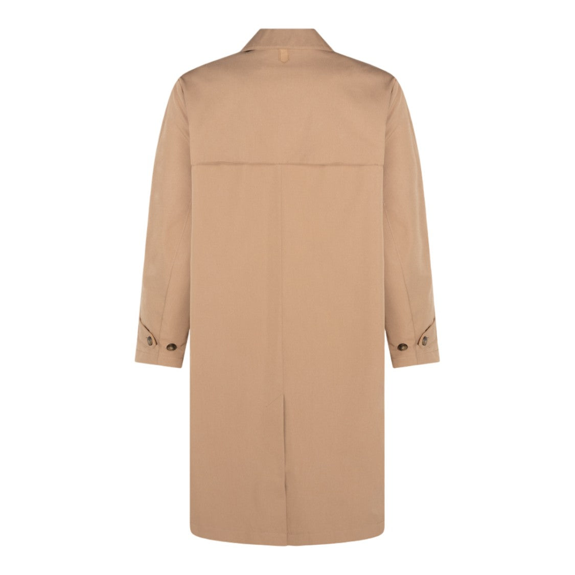 Canali Long Minimalist Beige Coat With Pointed Collar