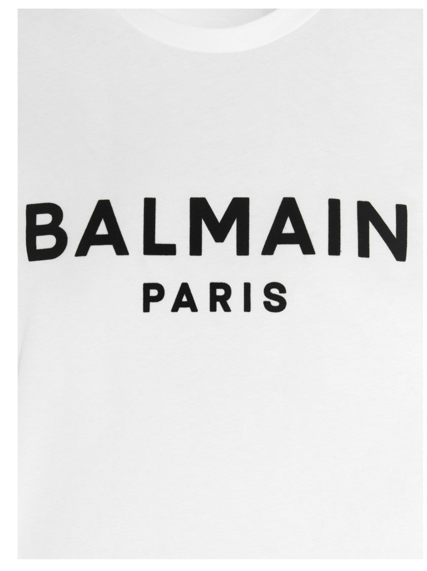 Balmain Logo Print Crewneck T-Shirt With Decorative Buttons
