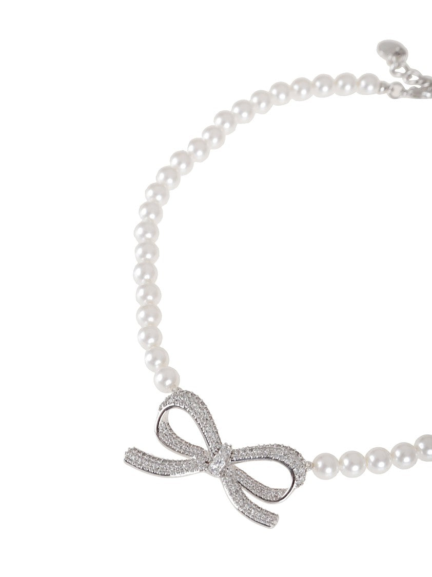 Self-Portrait Pearl Bow Necklace