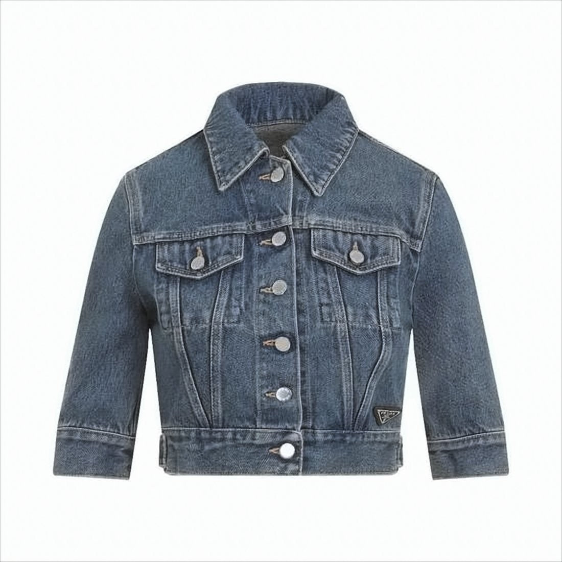 Prada Cropped Denim Jacket With Classic Collar
