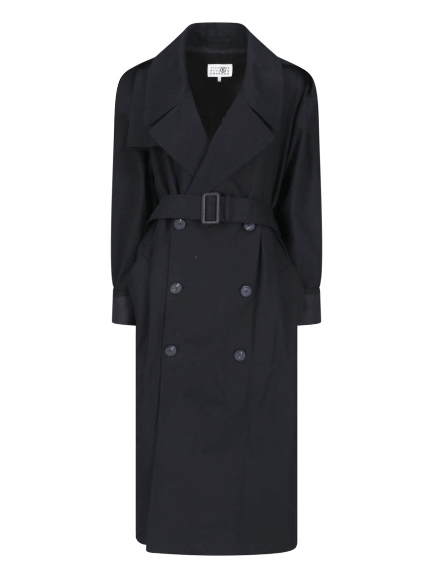 Mm6 By Maison Margiela Black Cotton Twill Trench Coat