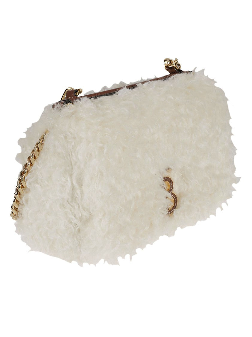 Burberry Textured White Mohair Blend Bag