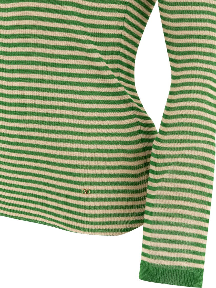 Valentino Long-Sleeved Fitted Silk T-Shirt