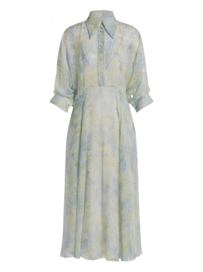 Alberta Ferretti Pastel Abito Print Silk Midi Dress