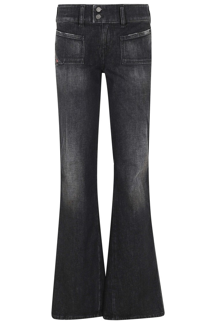 Diesel Black Denim D Hush Four-Pocket Flared Cotton Jeans