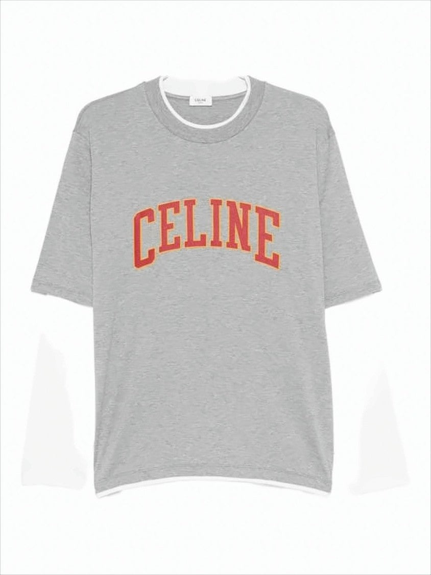 Celine Layered Grey Cotton Jersey T-Shirt