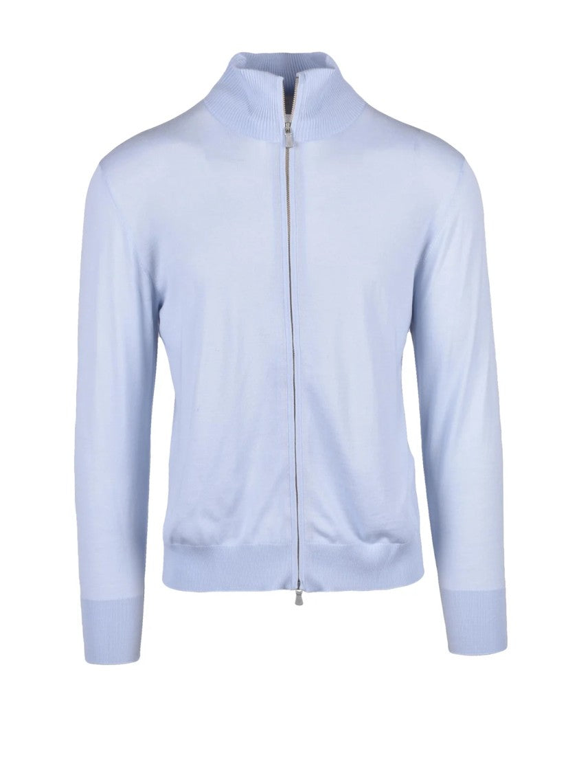 Eleventy Light Blue Wool Zip Cardigan