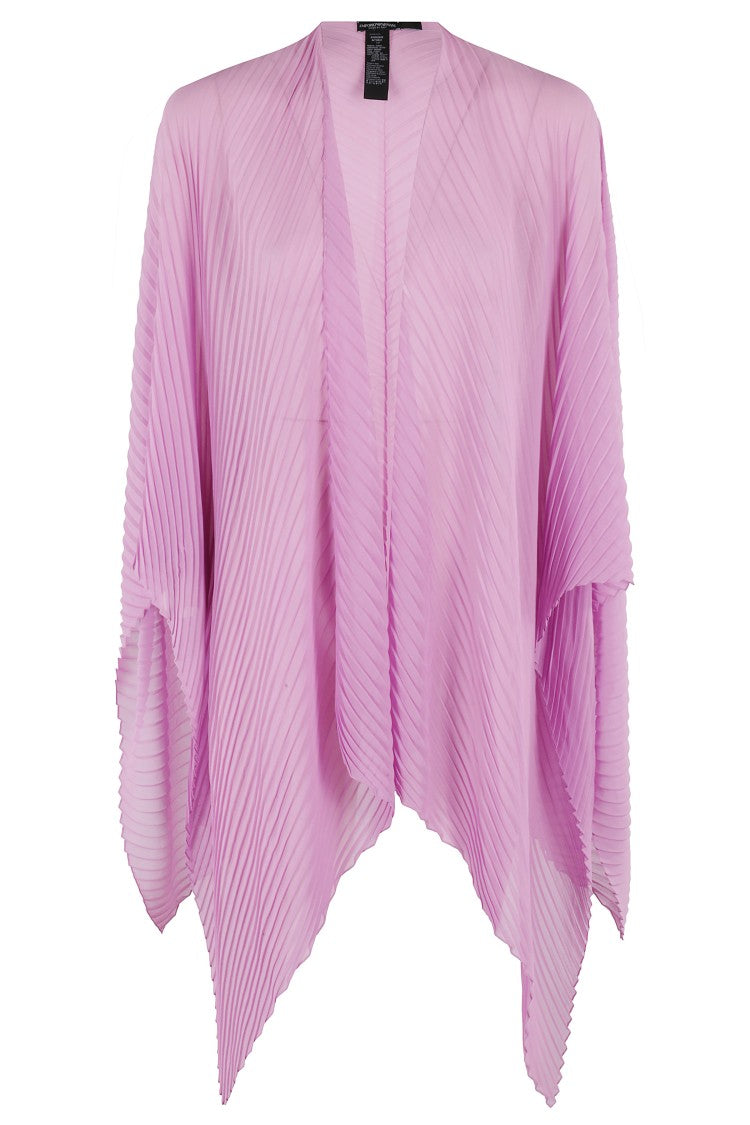 Emporio Armani Flowing Pleated Over-Sized Poncho In Lilla