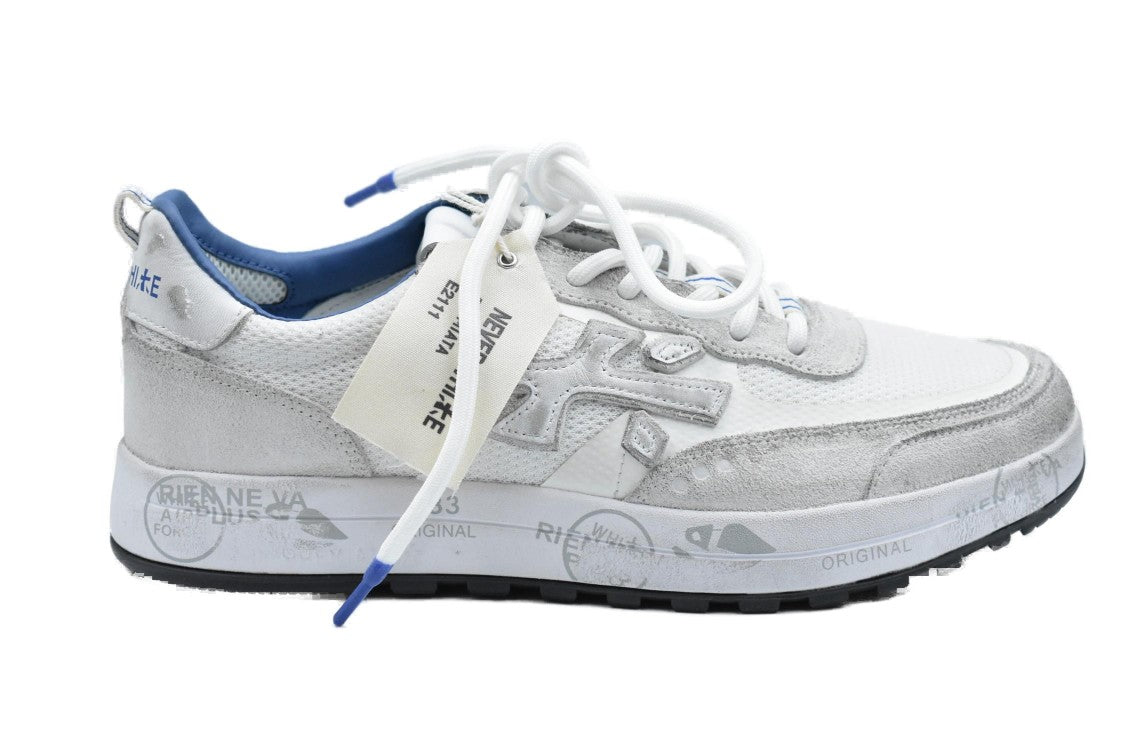 Premiata Low White Sneakers With Suede