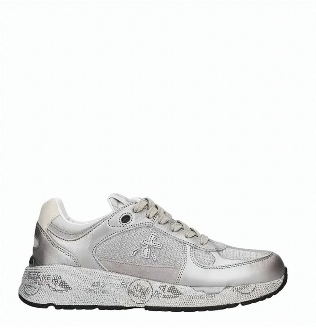 Premiata Silver Sneakers With Graphic Prints