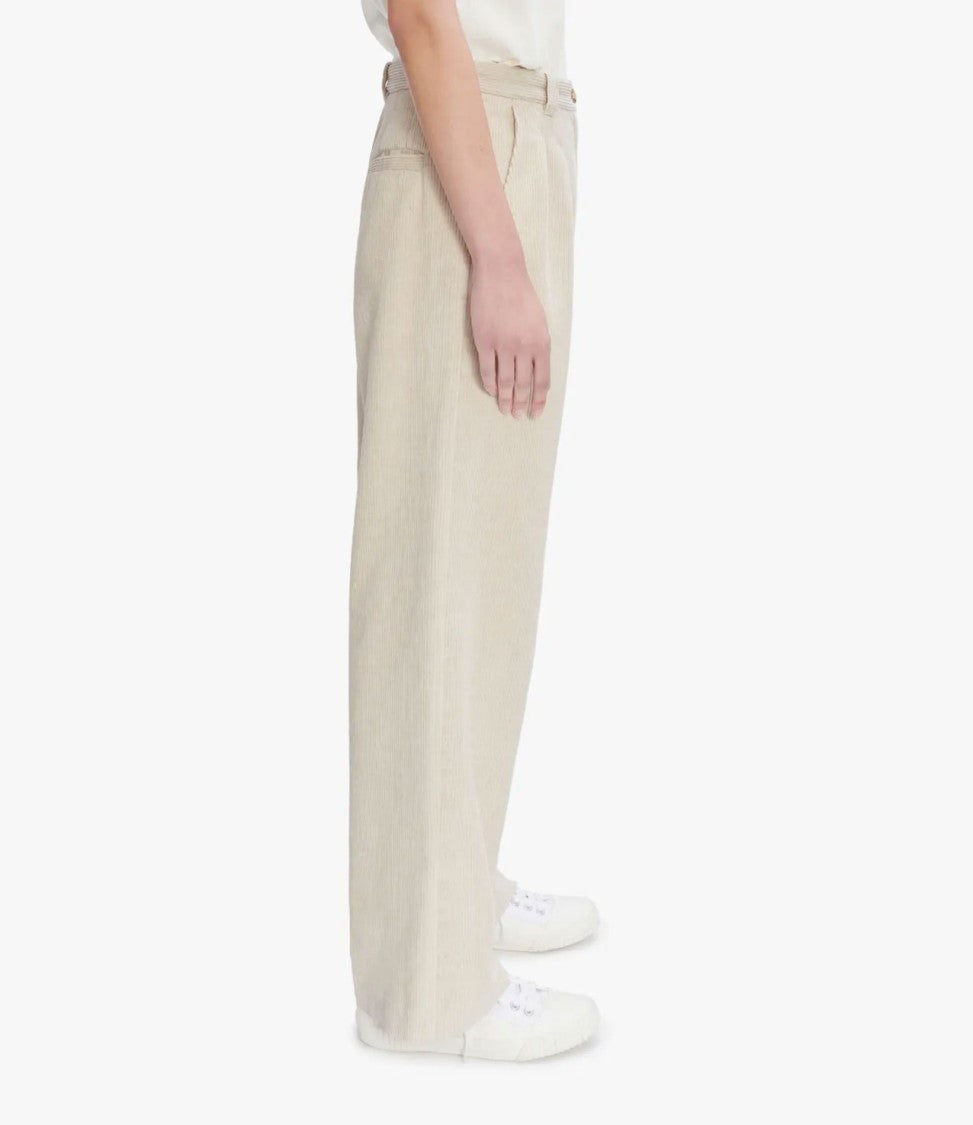 A.P.C. High-Rise Ecru Wide-Leg Pants With Permanent Creases