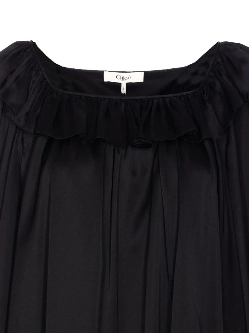Chloé Ruffled Neckline Silk Blouse