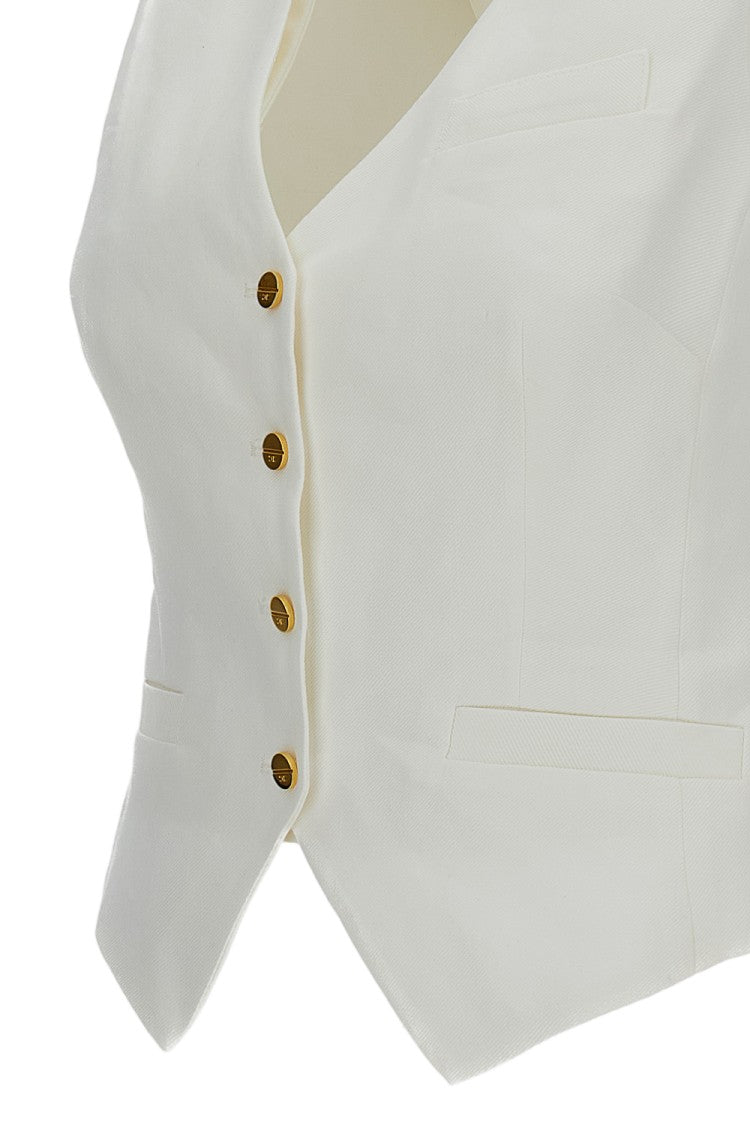 Elisabetta Franchi White Linen Blend Vest