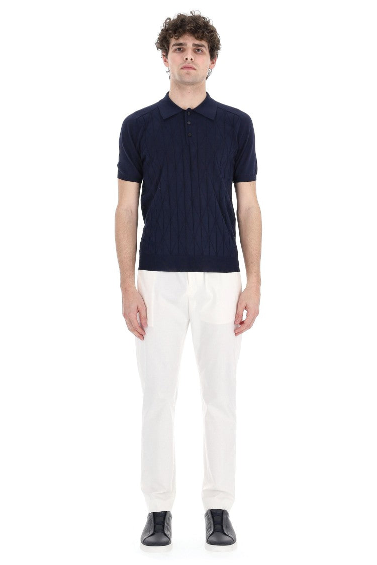 Roberto Collina Special Short Sleeve Rhomboid Pattern Polo