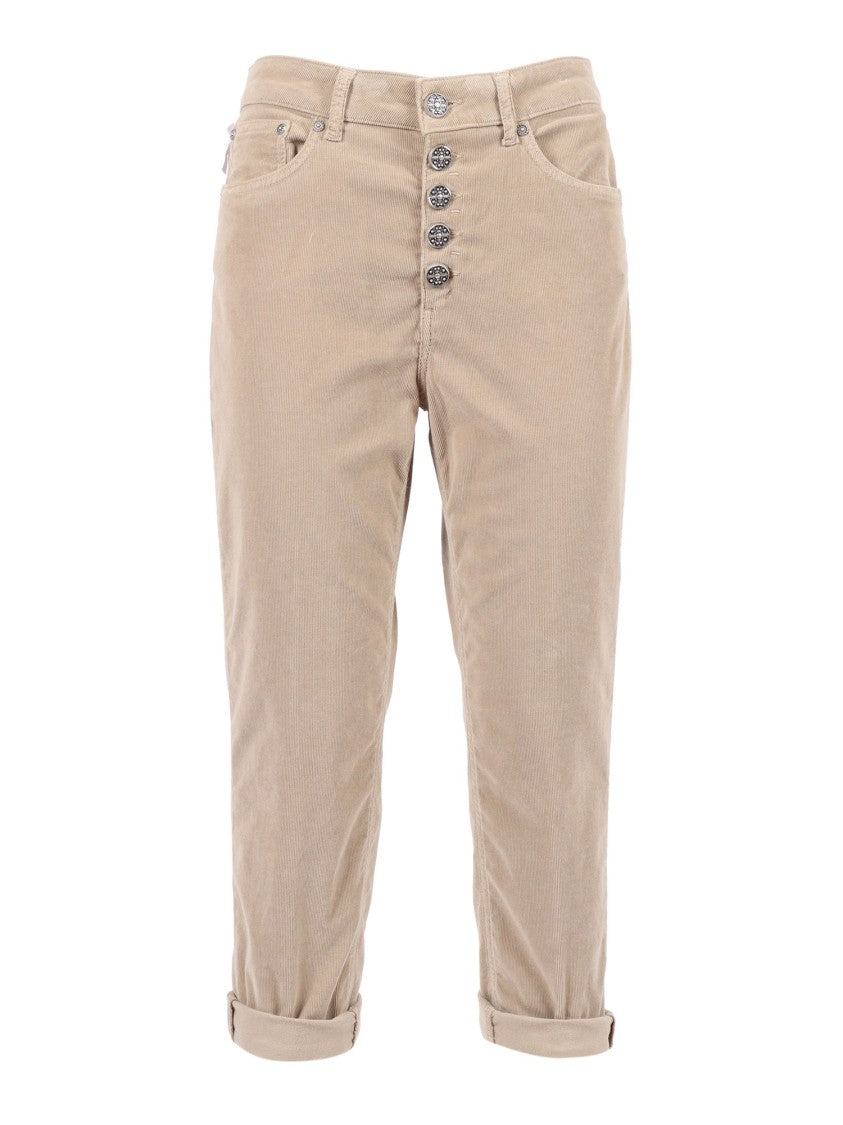 Dondup Five-Pocket High-Waisted Pants With Rolled Cuffs And Decorative Buttons